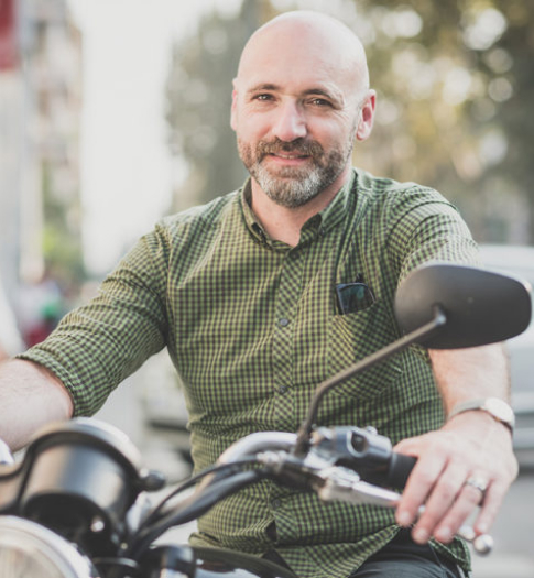 Man on motorcycle